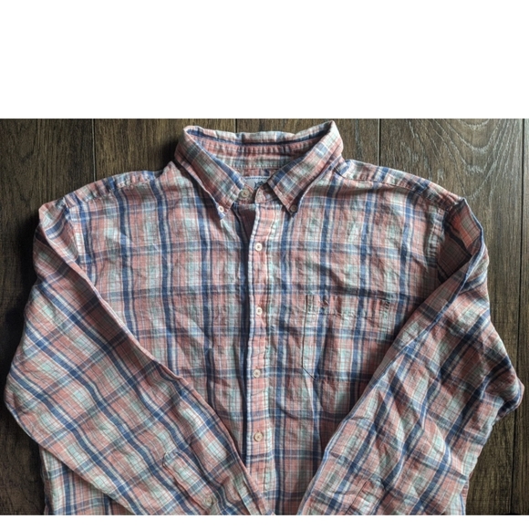 Southern Tide Mens Classic Fit XL Orange & Blue Plaid Button Down Long Sleeve. - Picture 3 of 12